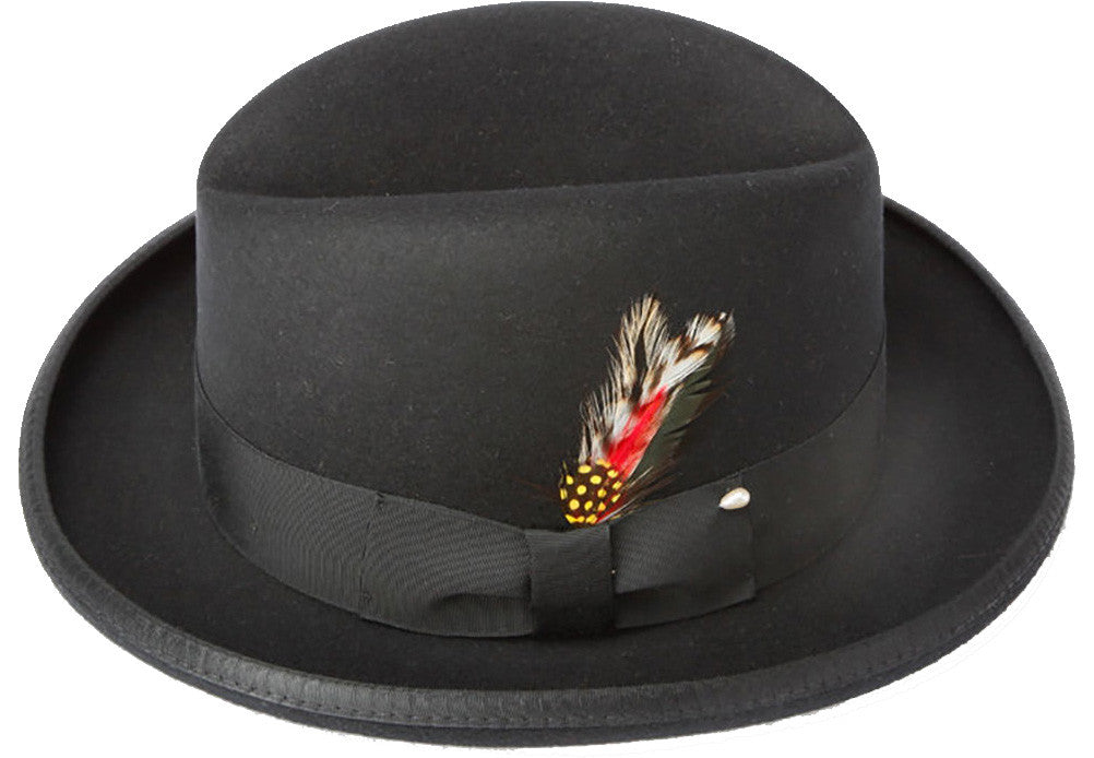 Men s Capas 100 Wool Black Godfather Fedora Style Hat New Era Factory Outlet