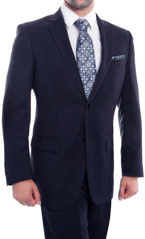 Men's 2 Button Navy Blue Wool Dress Suit