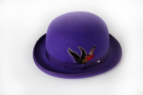 Men's 100% Wool Purple Derby Bowler Hat by Capas