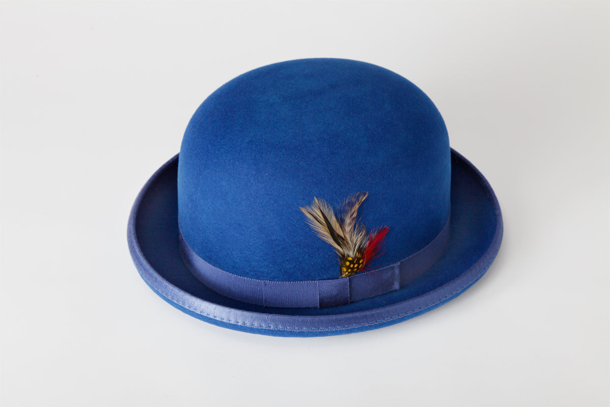 Blue bowler hat hot sale