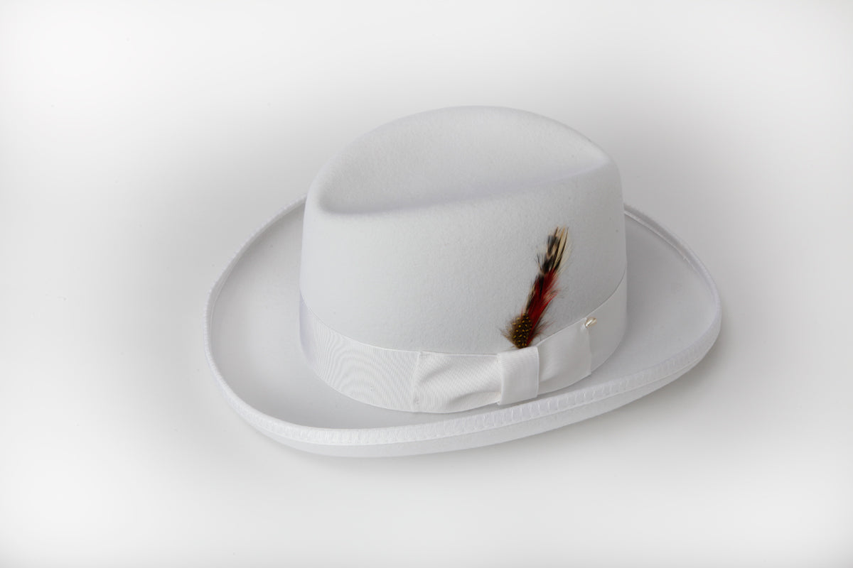 Men s 100 Wool White Godfather Fedora Style Hat By Capas New Era Factory Outlet