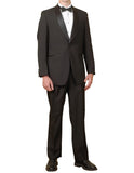 New Men's One Button Vintage Black Shawl Collar Tuxedo Suit