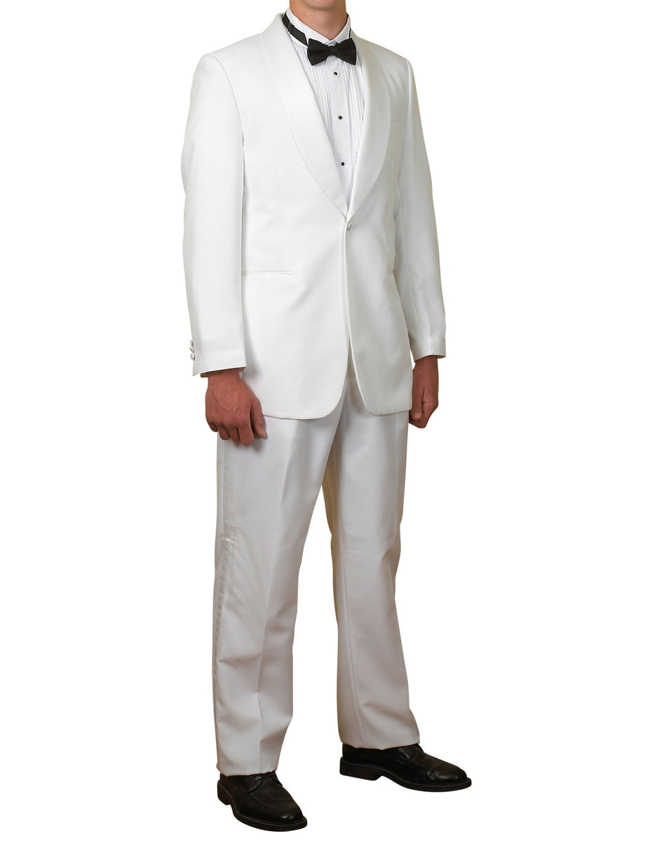 New Men's One Button White Shawl Collar Tuxedo Suit – New