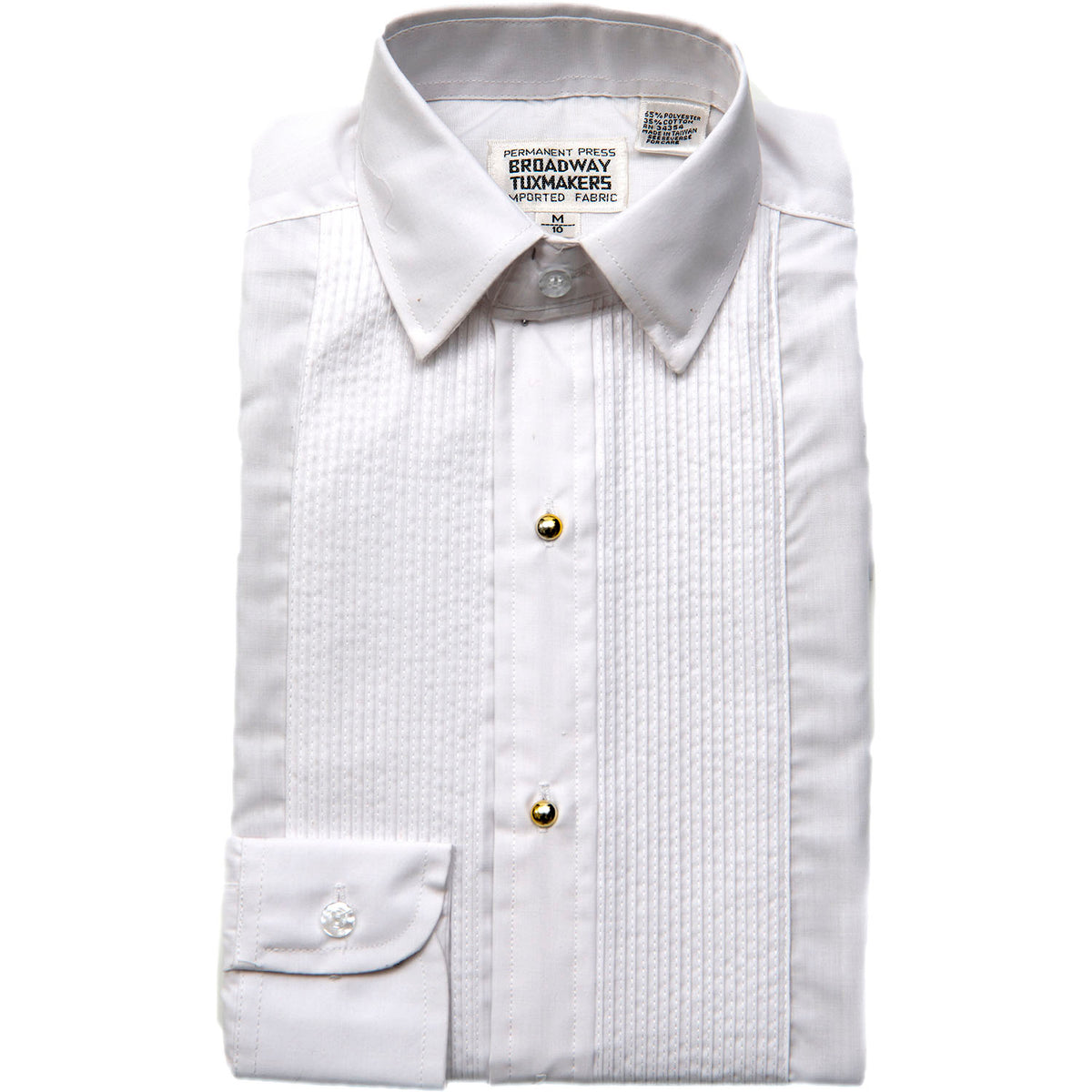 Boy's 1/8 inch Pleated White Laydown Collar Tuxedo Shirt – New Era Factory  Outlet