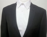 New Men's Two Button Black Pinstripe Super 150's Poly/Rayon Slim Fit Dress Suit