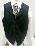 New Men's Three Piece Black Gangster Pinstripe Dress Suit with Matching Vest