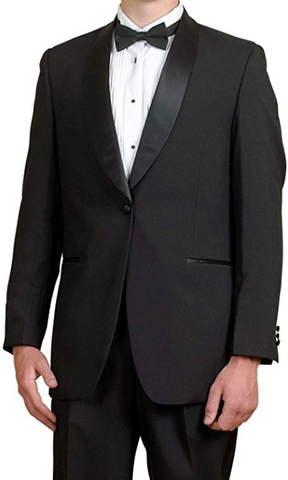 Men's Vintage Black Tuxedo Jacket with Satin Shawl Lapel by Broadway Tuxmakers
