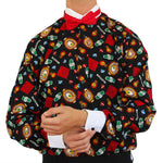 Men's Lucky Casino Las Vegas Themed Tuxedo Shirt Roulette Gambling