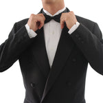 Men's New Vintage 2 Piece Double Breasted Peak Lapel Black Tuxedo