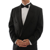 Men's New Vintage 2 Piece Double Breasted Peak Lapel Black Tuxedo