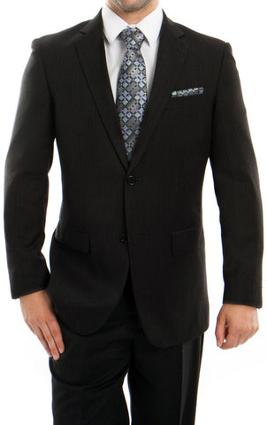 Men's 2 Button Black Wool Dress Suit