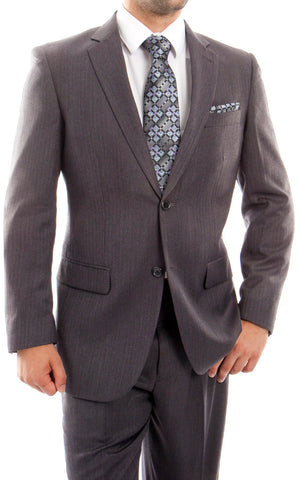 Men's 2 Button Gray Wool Dress Suit New