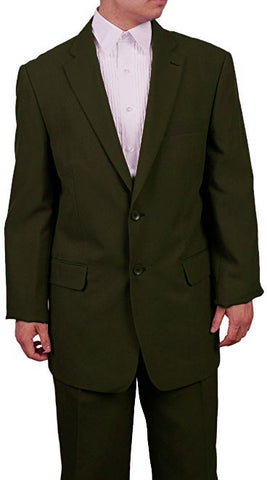 Men's 2 Button Olive Green Dress Suit New