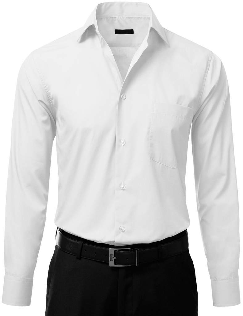 Men s Long Sleeve White Dress Shirt