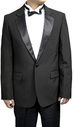 Men's 1 Button Notch Collar Black Tuxedo Jacket by Broadway Tuxmakers