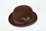 Men's 100% Wool Brown Derby Bowler Hat