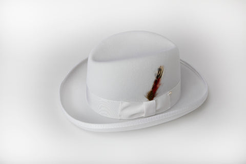 Men's 100% Wool White Godfather Fedora Style Hat By Capas