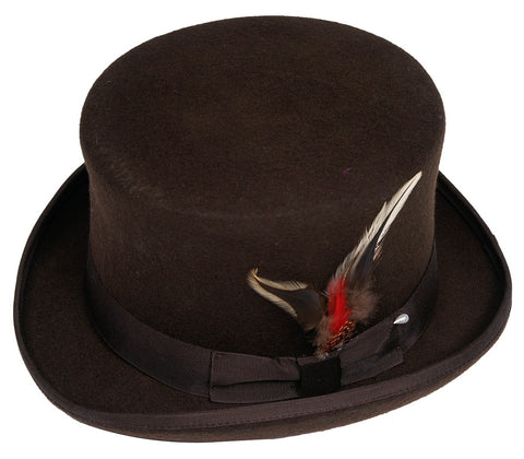 Men's 100% Wool Brown Topper Top Hat