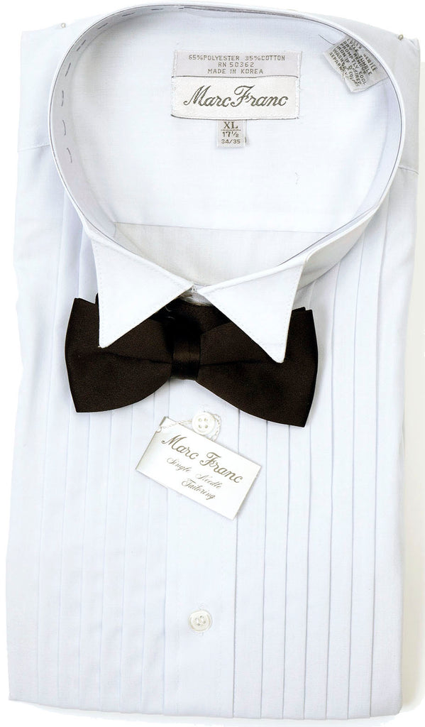 Men's White Wing Tip Tuxedo Shirt with 1/4