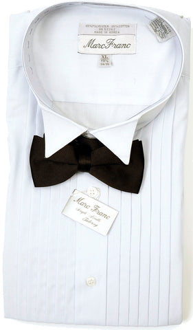 Men's White Wing Tip Tuxedo Shirt with 1/4" Pleats