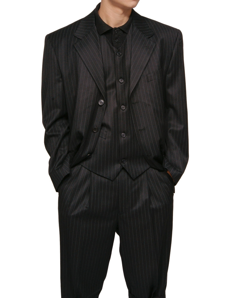 New Men's Three Piece Black Gangster Pinstripe Dress Suit with Matchin New Era Factory Outlet New Men's Three Piece Black Gangster Pinstripe Dress Suit with Matchin New Era Factory Outlet