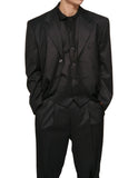 New Men's Three Piece Black Gangster Pinstripe Dress Suit with Matching Vest