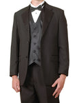 Men's Complete Six Piece Black Tuxedo Suit with Single Breasted Vest