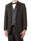 Men's Complete Six Piece Black Tuxedo Suit with Single Breasted Vest