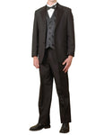 Men's Complete Six Piece Black Tuxedo Suit with Single Breasted Vest