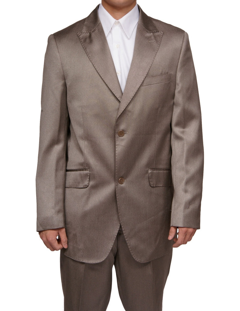 Men's Shiny Beige / Tan Slim Fit Sharkskin Two Button Dress Suit New Era Factory Outlet Men's Shiny Beige / Tan Slim Fit Sharkskin Two Button Dress Suit New Era Factory Outlet