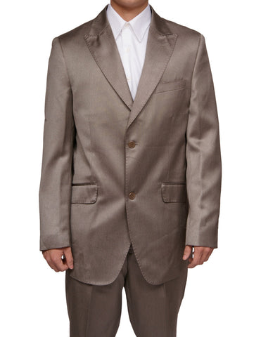 Men's Shiny Beige / Tan Slim Fit Sharkskin Two Button Dress Suit