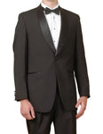 New Men's One Button Vintage Black Shawl Collar Tuxedo Suit