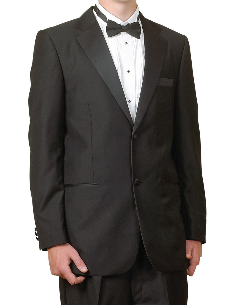 Men's Super 100's Two Button Single Breasted Black Tuxedo Suit New Era Factory Outlet Men's Super 100's Two Button Single Breasted Black Tuxedo Suit New Era Factory Outlet