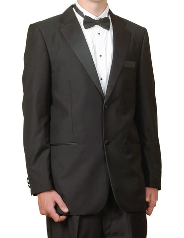 Men's Super 100's Two Button Single Breasted Black Tuxedo Suit