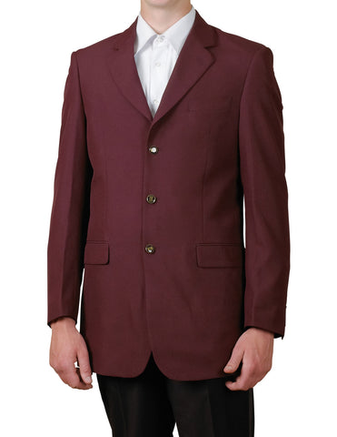 Men's Burgundy / Maroon (Deep Red) Single Breasted Three Button Suit Jacket Dinner Blazer New