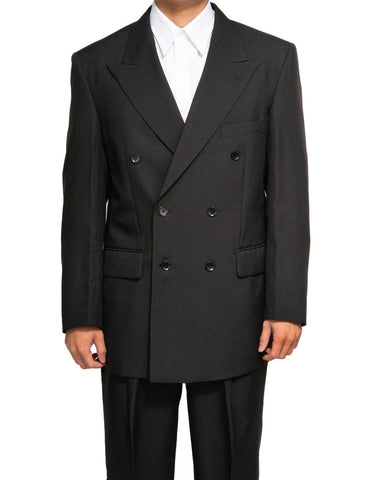 Men's Double Breasted Six Button Formal Black Dress Suit
