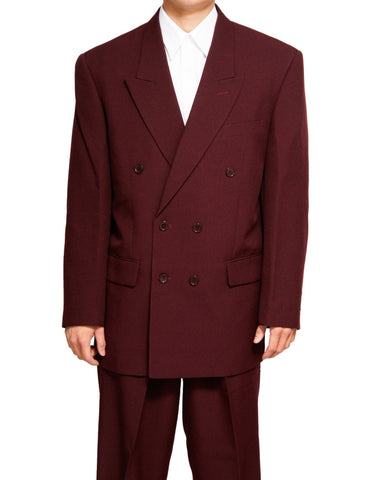 Men's Double Breasted Six Button Formal Burgundy / Maroon (Deep Red) Dress Suit New