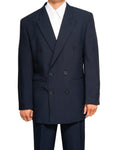 Men's Double Breasted Six Button Formal Navy Blue Dress Suit