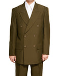 Men's Double Breasted Six Button Formal Olive Green Dress Suit New