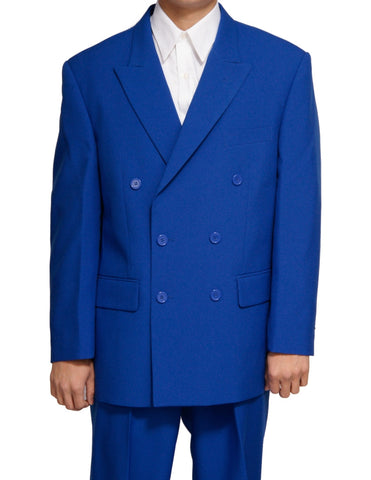 Men's Double Breasted Six Button Formal Royal Blue Dress Suit New