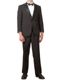 Men's One Button Black Tuxedo Suit, Shirt, Bow Tie, Cummerbund 5 Pcs New