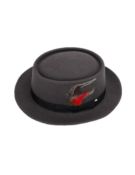 Men's 100% Wool Gray / Grey Porkpie (Pork Pie) Hat by Capas – New