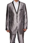 Men's Slim Fit Silver Sharkskin with Black Trim