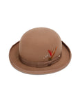 Men's 100% Wool Tan / Beige Derby Bowler Hat
