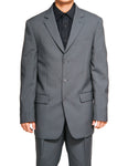 Men's Single Breasted Gray three Button Dress Suit New