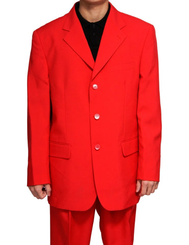 Men's Single Breasted Red Three Button Dress Suit New