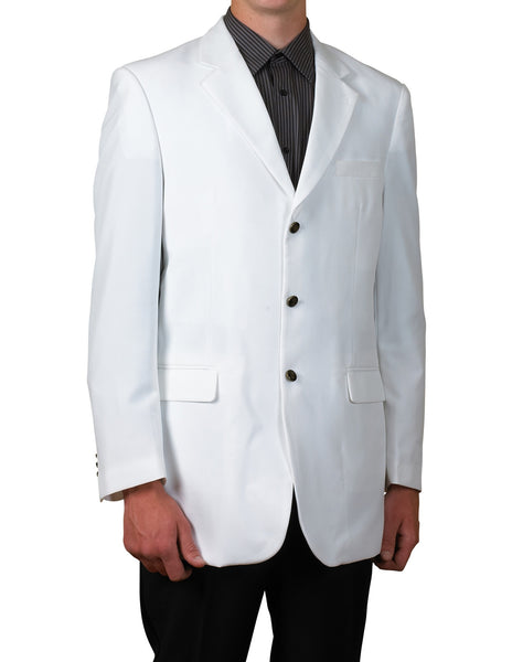 Men's White Single Breasted Three Button Blazer Sportscoat Dinner