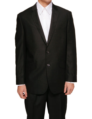 Men's 100% Virgin Wool Super 140s Two Button Black Dress Suit