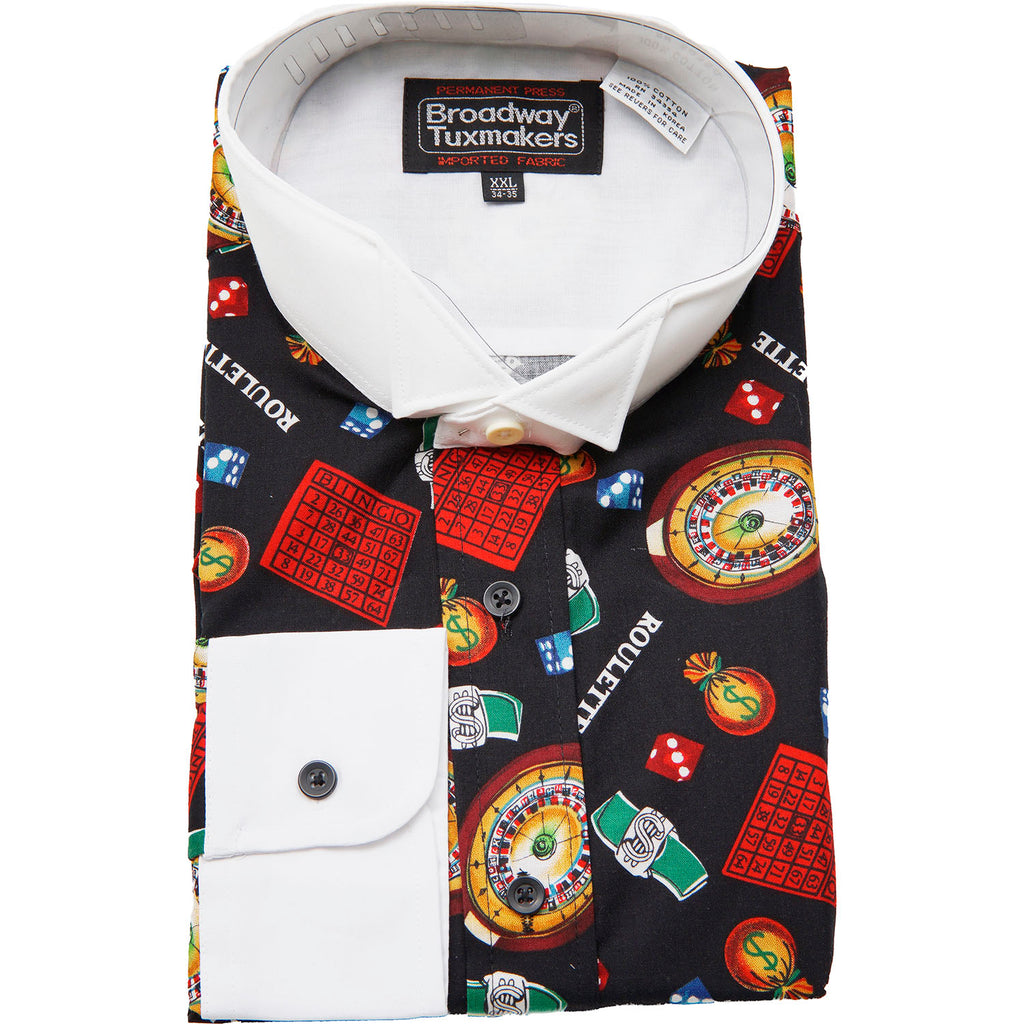 Men's Casino Vegas Gambling Roulette Poker Themed Tuxedo Dress Shirt New Era Factory Outlet Men's Casino Vegas Gambling Roulette Poker Themed Tuxedo Dress Shirt New Era Factory Outlet