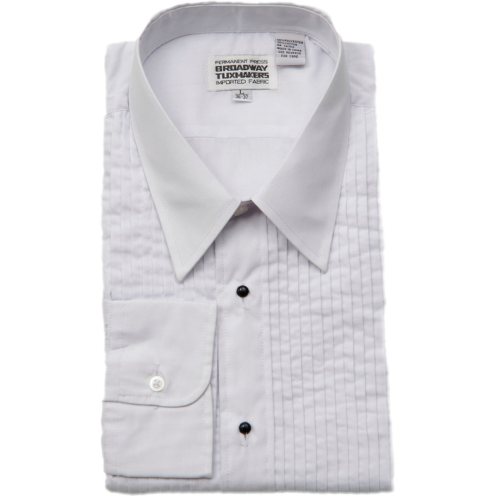 Boy's 1/4 inch Pleated White Laydown Collar Tuxedo Shirt – New Era Factory  Outlet